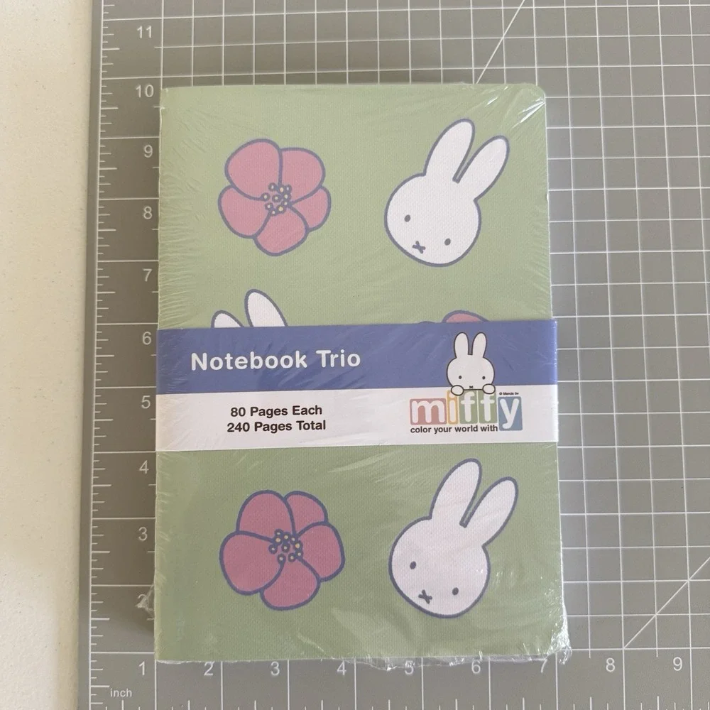 NEW Miffy‎ Green Pink Floral Notebook Trio 3 Pack Journals 80 Lined Pages Each